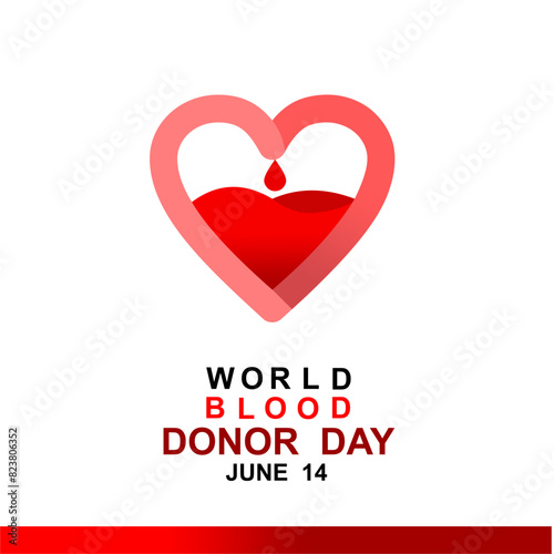 blood donation illustration concept with love and blood symbol for celebrate world blood donor day