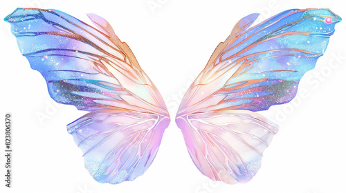 Iridescent fairy wings on a white background 