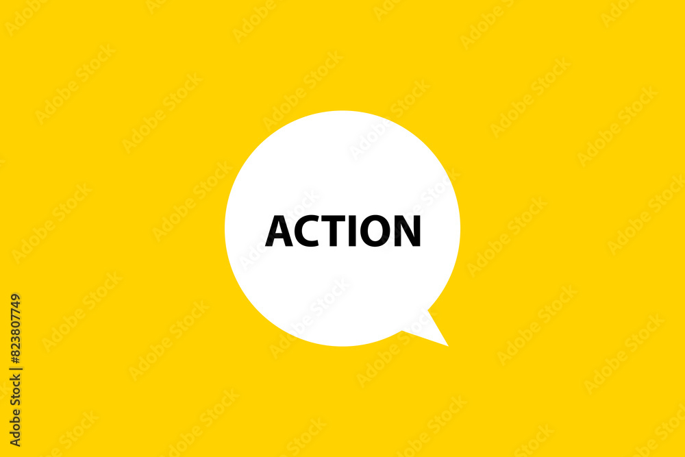 Action. Speech bubble, banner, poster and sticker concept with text Vector Illustration Action. Speech bubble, banner, poster and sticker concept with text Vector Illustration