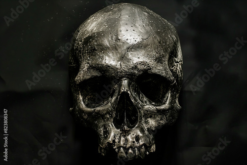 Illustration of a human skull on a dark background
