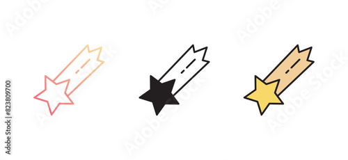 Shooting Star icon design with white background stock illustration