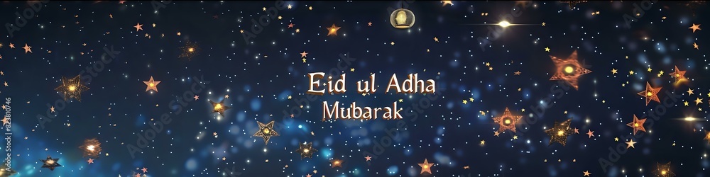 A nighttime sky filled with Ramadan lanterns resembling stars, A nighttime sky filled with Ramadan lanterns resembling stars,