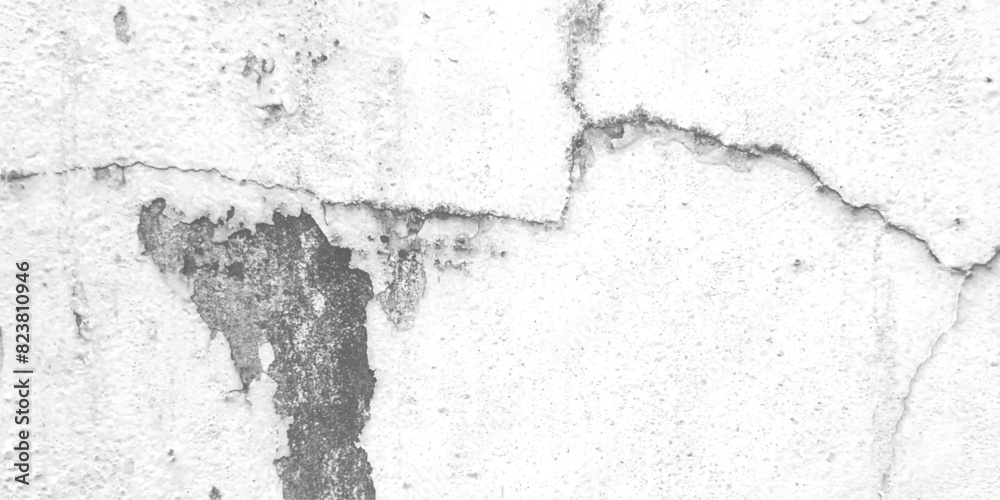 Fototapeta premium Black and white old concrete wall texture grunge overlay with cracks and scratches decorative vintage vector background.