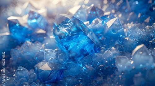 Abstract background of blue crystals. 3d rendering, © Usman