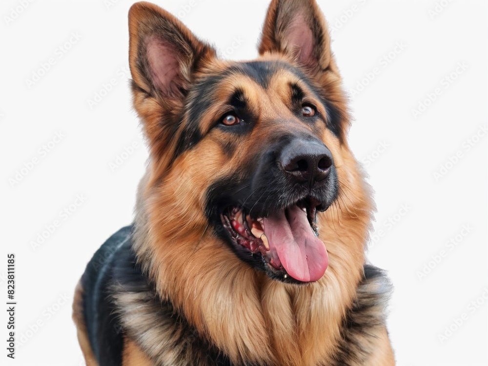 Smiling adult german shepherd dog, pedigree dog breed isolated on transparent background Smiling adult german shepherd dog, pedigree dog breed isolated on transparent background