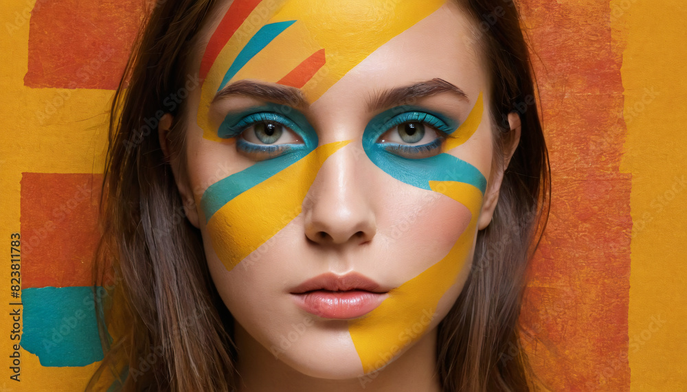 Fototapeta premium painted face woman abstract colors