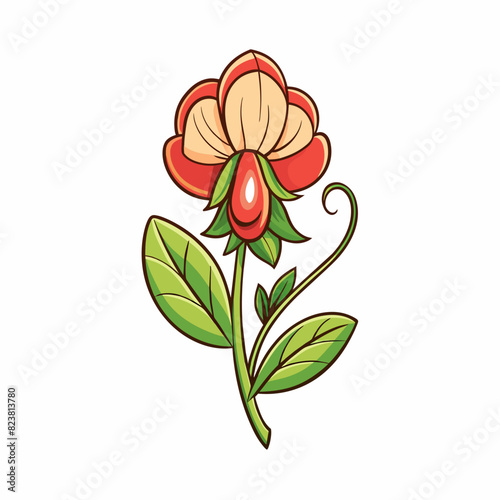 Sweet Pea flower cartoon style Icon Vector clipart Illustration