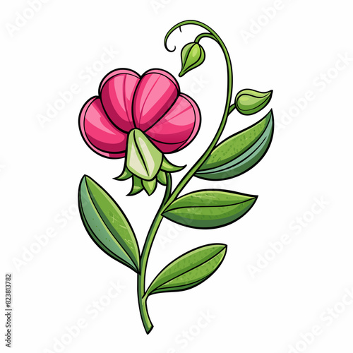 Sweet Pea flower cartoon style Icon Vector clipart Illustration