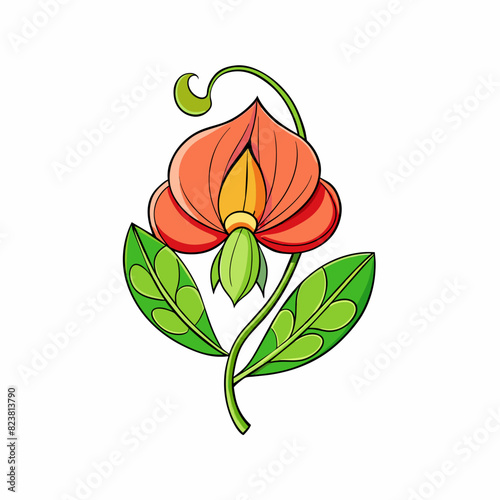Sweet Pea flower cartoon style Icon Vector clipart Illustration