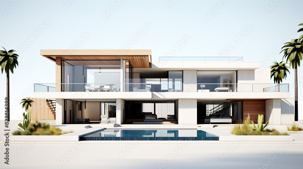 3d rendering of a modern house with swimming pool 3d rendering of a modern house with swimming pool