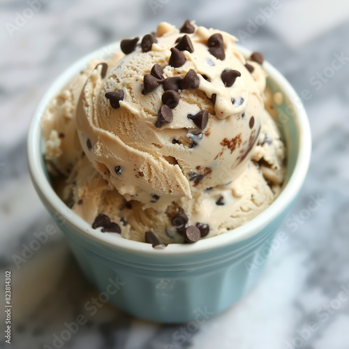 chocolate chip ice cream in a cup
