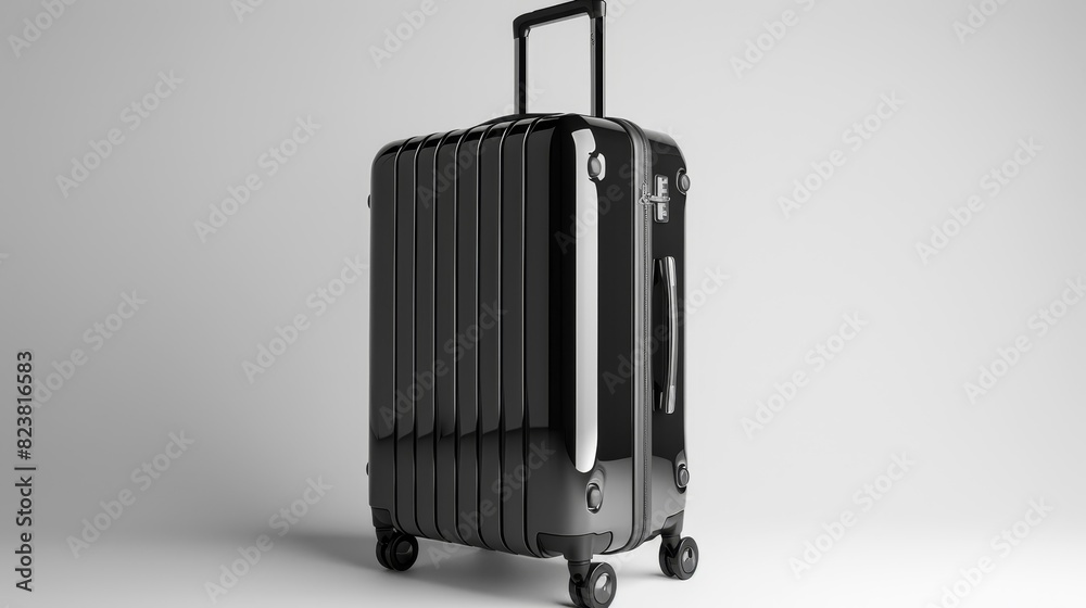 Three suitcases of different colors, blue, yellow and red Three suitcases of different colors, blue, yellow and red