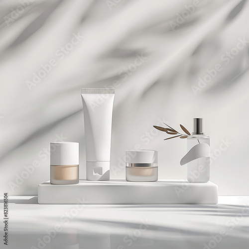 3d render cosmetic blank mock up with white background