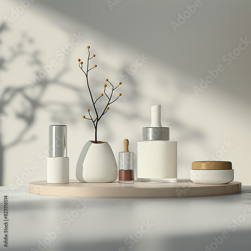 3d render cosmetic blank mock up with white background