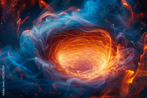Abstract image of a bird's nest surrounded by swirling, vibrant lines of energy, showing the dynamic creation process.