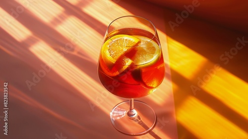 Glass of Wine With Lemon Slice