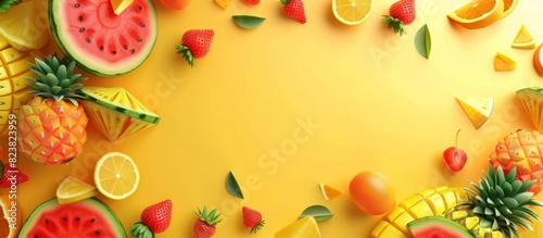 Vibrant assortment of fresh fruits  watermelon  strawberries  and citrus slices