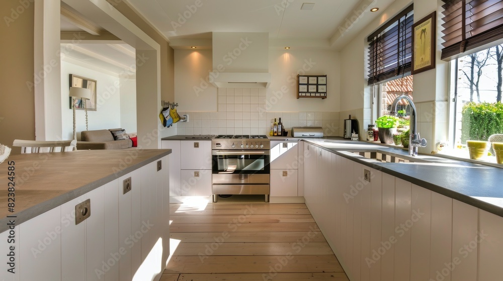Spacious Kitchen With Ample Counter Space and Window