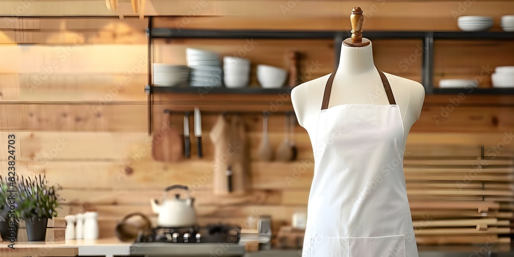 Mockup of a white apron on a mannequin for branding purposes. Concept ...
