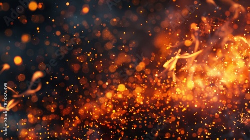 Fiery explosion of glowing particles and sparks creating a mesmerizing effect