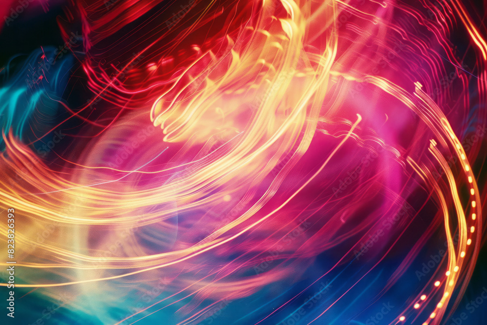 A lens emitting pulsating waves of neon colors, creating a dynamic and vibrant abstract scene, A lens emitting pulsating waves of neon colors, creating a dynamic and vibrant abstract scene,