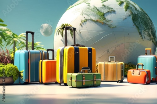 A concept of traveling showing Luggage or bags that we are ready to travel or adventure
