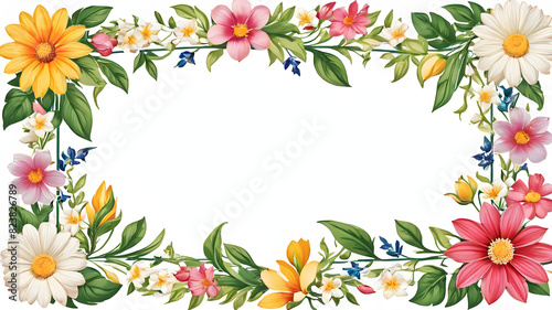 Frame with flowers. Frame of flowers. Floral Retro Ornament: A vintage oval frame adorned with intricate floral designs, evoking a sense of springtime nostalgia and baroque elegance. © sarahsophie