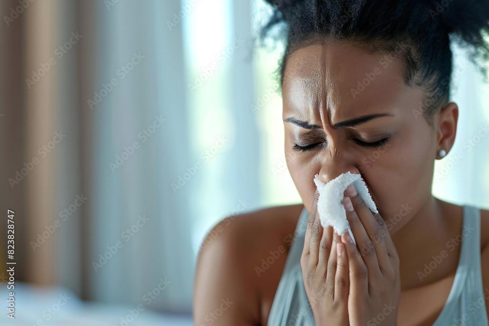 Female African American in pain from bad accident Female African American in pain from bad accident