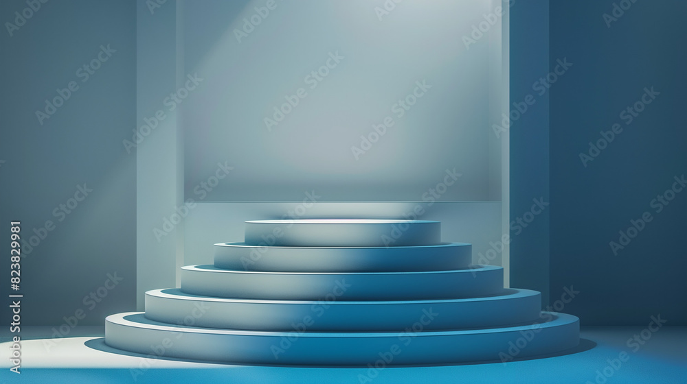 3D render of a round podium in a studio setting with abstract geometric shapes in the background. The podium is placed on a smooth surface with soft studio lighting to emphasize the object.
3D render of a round podium in a studio setting with abstract geometric shapes in the background. The podium is placed on a smooth surface with soft studio lighting to emphasize the object.