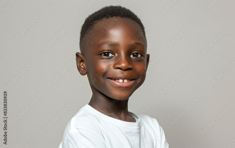 Smiling Young Boy in White Shirt Smiling Young Boy in White Shirt