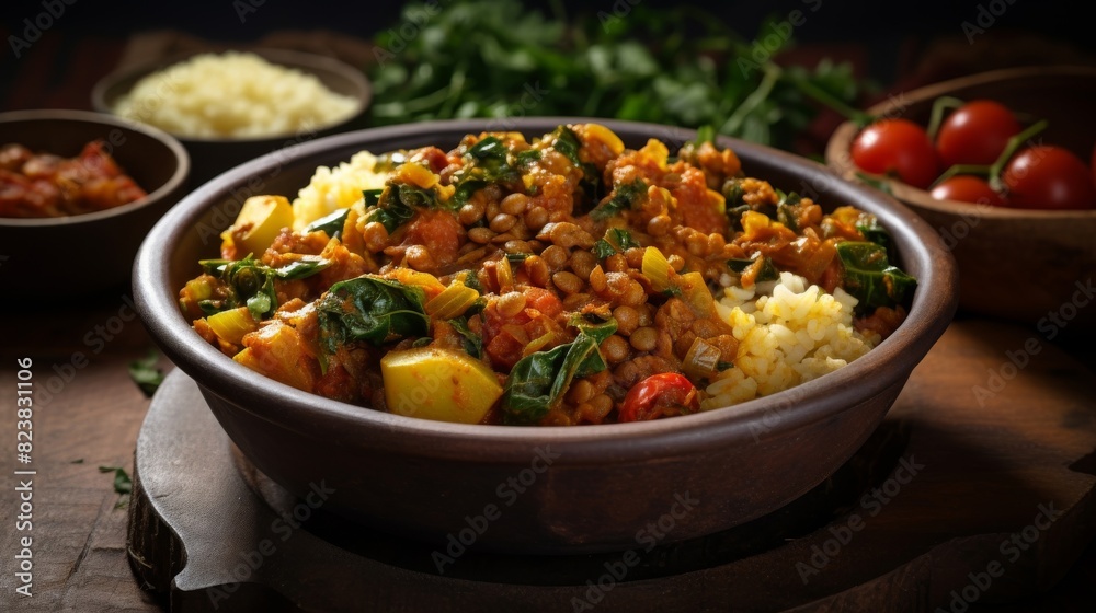 Spicy and aromatic Ethiopian doro wat dish Spicy and aromatic Ethiopian doro wat dish