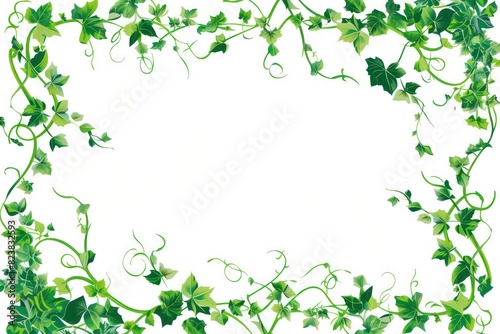 twisted vines and leaves forming a rectangular border on white background