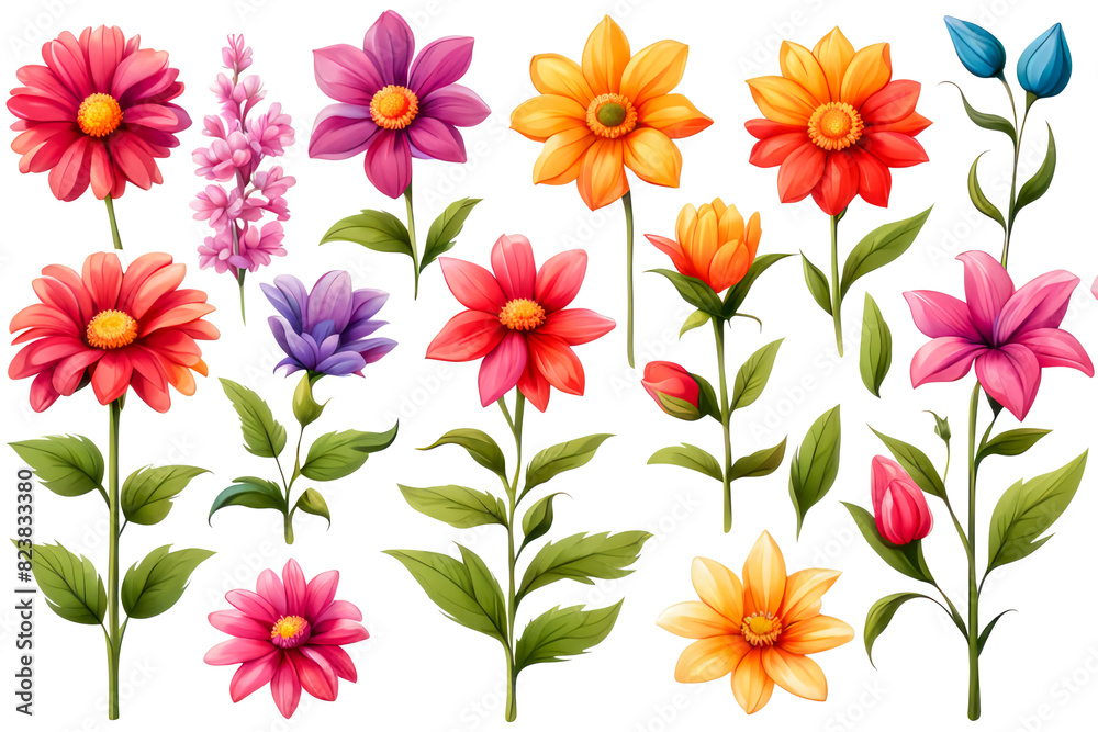 set of flower isolated on white transparent png clip art set of flower isolated on white transparent png clip art