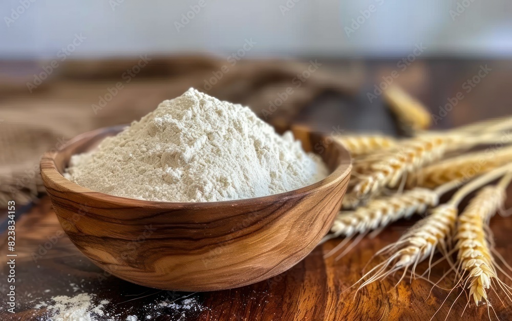 Bowl of Flour with Wheat Ears Bowl of Flour with Wheat Ears