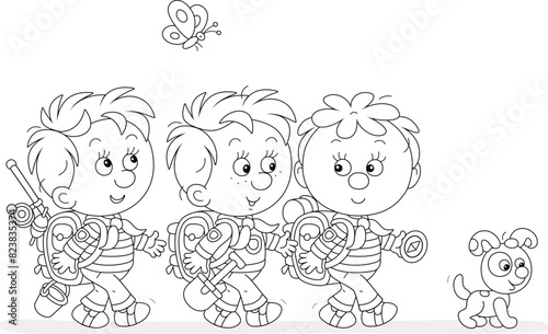 Cheerful little boys backpa...