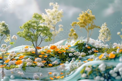 Visually Striking 3D Depicting the Interconnected Movement of Energy Through Natural Ecosystems