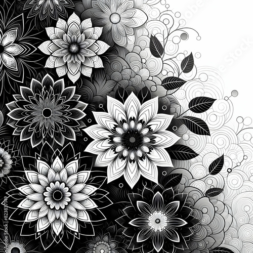 black and white flowers background
