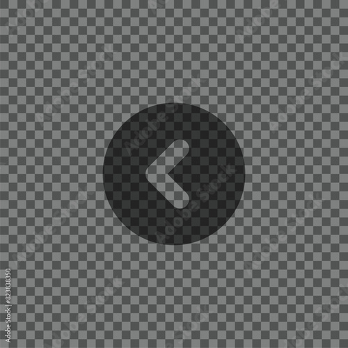 Black Transparent Left Pagination Arrow on a Grey Checkered Background. White arrows for Pages Turn on Carousel Posts. Vector Illustration.	 photo