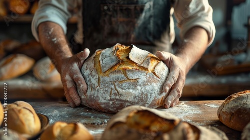 A Baker Holding Fresh Bread © MP Studio