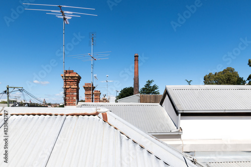 Rooftops of typical Victorian terrace housing in Fitzroy  photo