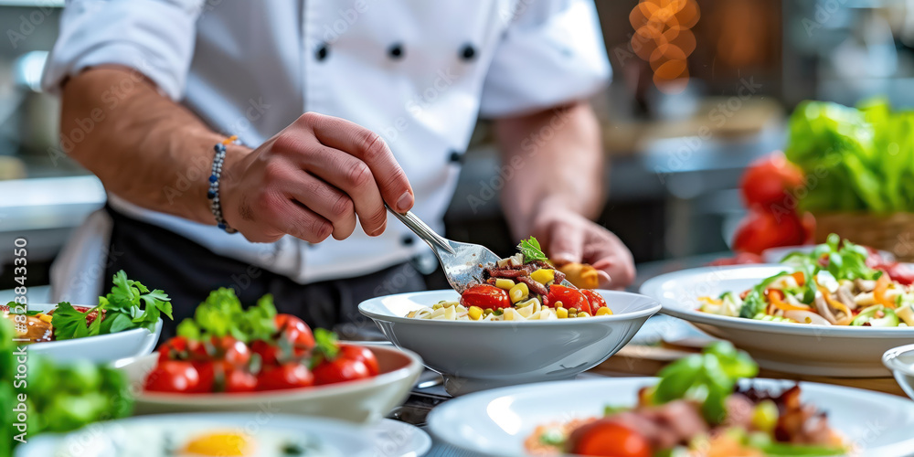 Close up of a chef creating amazing dishes 