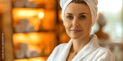 Confident and Well Woman in White Bathrobe at Spa Salon. Concept Professional Photography, Spa Experience, Wellness Lifestyle, Women Empowerment, Relaxation Retreat