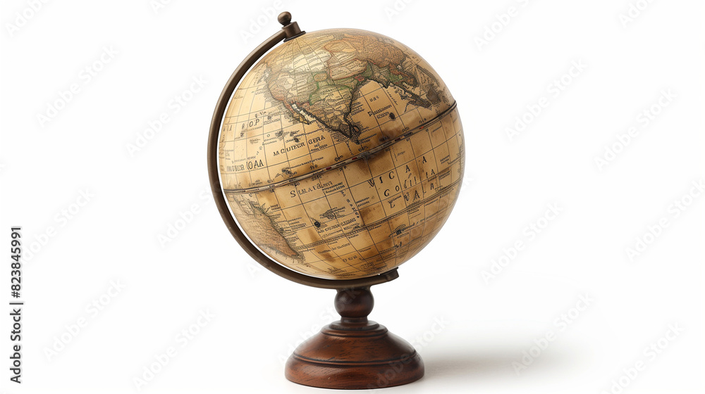 Wooden Globe on Stand With White Background Wooden Globe on Stand With White Background