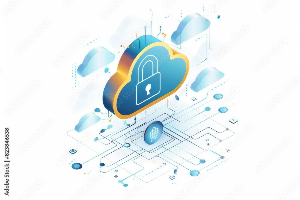 Fototapeta premium Comprehensive Cloud Security Solutions with Network Integration and Data Protection