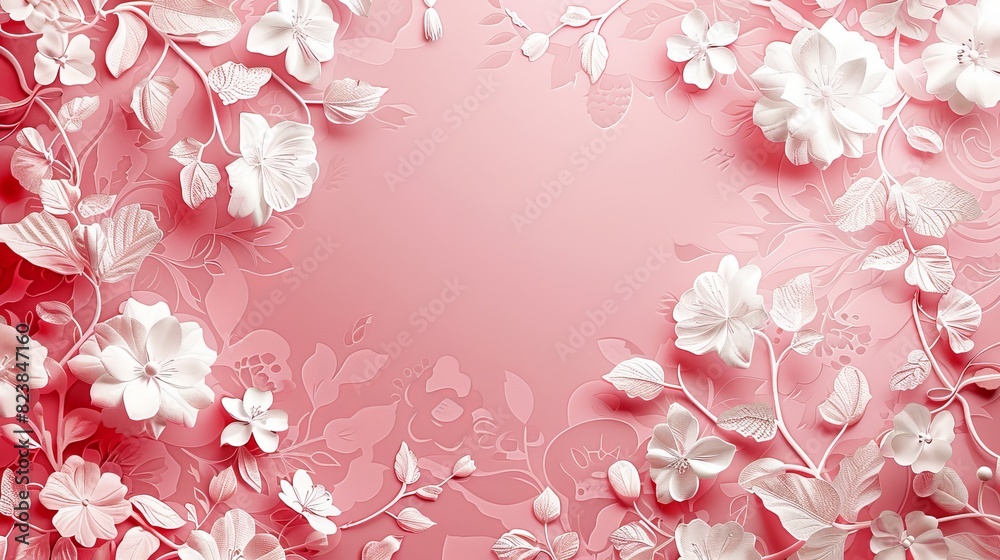 Floral decorative composition on a pink background with beautiful flowers, top view, copy space. Floral decorative composition on a pink background with beautiful flowers, top view, copy space.
