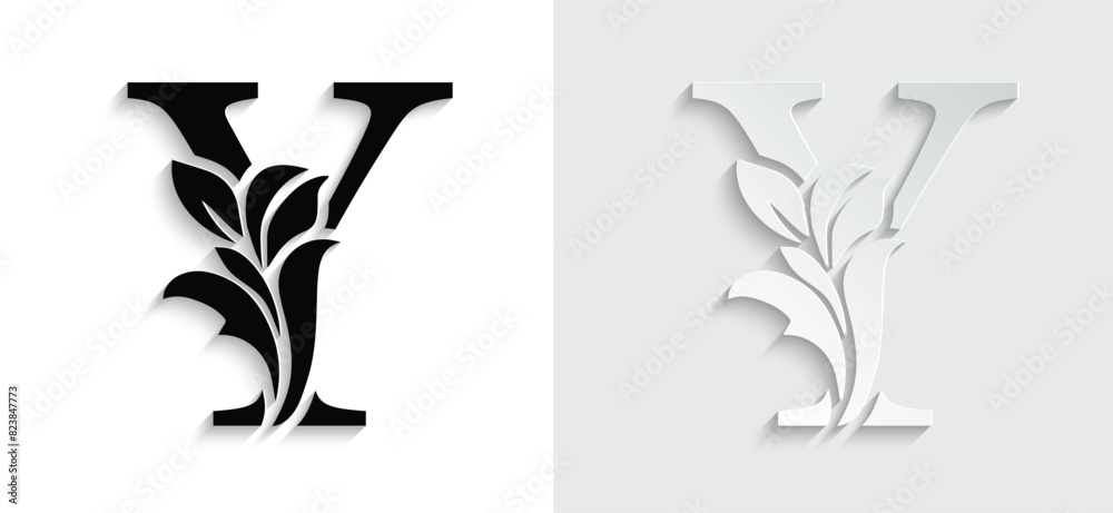 Obraz premium letter Y flower letters. Vintage ornament initial Alphabet. Logo vector