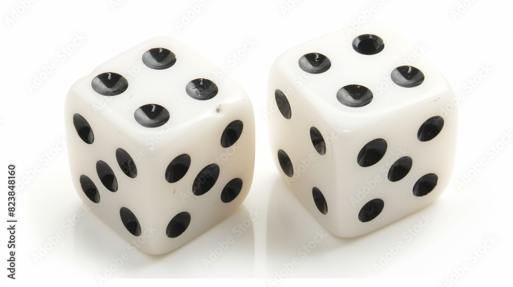 Two White Dices With Black Dots Two White Dices With Black Dots