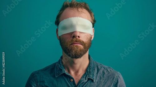 Man with Eyes Blindfolded photo