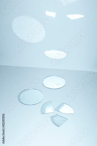 Shiny minimal sparkle reflective mirrors with hard direct flashlight photo