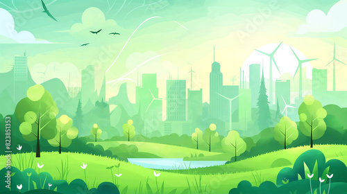 New Green Building Landscape Background.